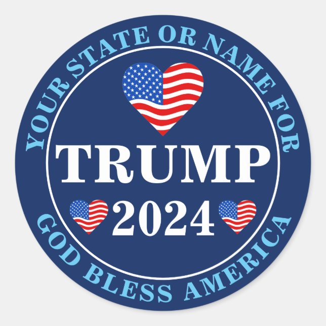 Adesivo Eleição Presidencial Personalizada Trump 2024 Hear (Frente)
