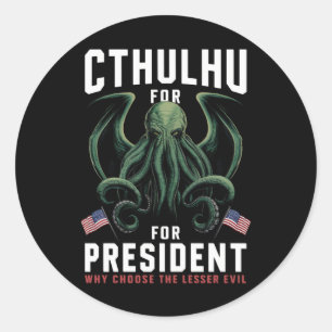 Adesivo Eleições Engraçadas de 2024 Cthulhu para President