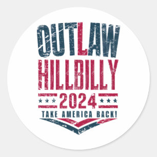 Adesivo Eleições Vintage Fora da Lei Hillbilly Bandeira do