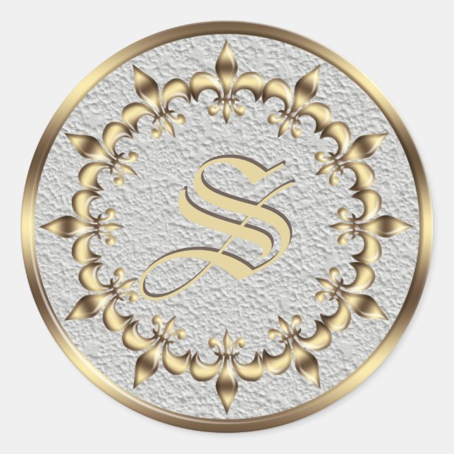 Adesivo Elemento circular Fleur-de-Lis real ouro.Monograma (Frente)
