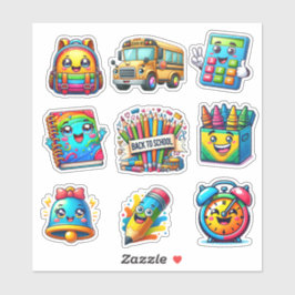 Adesivo Elementos coloridos de Volta às Aulas conjunto de