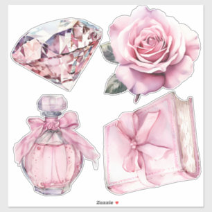 Adesivo Elementos de Coquete de Aquarela