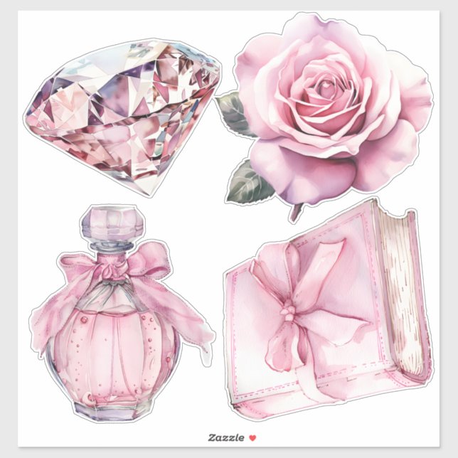 Adesivo Elementos de Coquete de Aquarela (Folha)