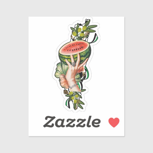 Adesivo Elementos tradicionais da Palestina no mapa palest (Folha)