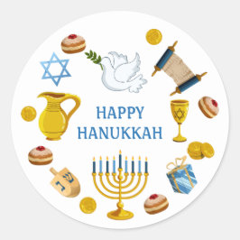 Adesivo Elementos Tradicionais do Hanukkah Pombo Estrela d