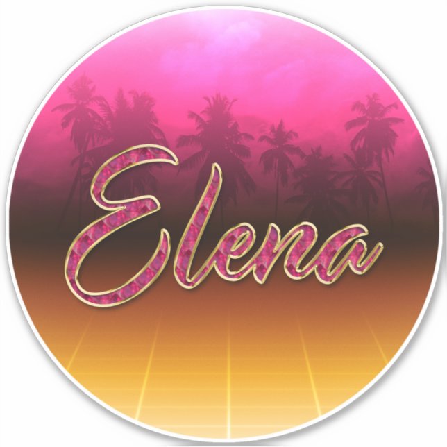 Adesivo Elena Vorname Name golden pink Aufkleber Sticker (Frente)