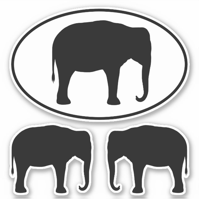 Adesivo Elephant Asiático Silhouettes Wildlife Sticker Set (Frente)
