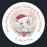 Adesivo Elephant Baby Christmas Classker<br><div class="desc">Elephant Baby Christmas Classic Round Sticker em cores de Natal suaves. Use as ferramentas de modelo on-line para personalizar com um nome,  fonte,  tamanho e posicionamento,  o texto é totalmente editável. Além disso,  pode alterar o tamanho da imagem se quiser...  Itens correspondentes estão disponíveis na minha loja.</div>