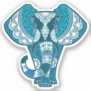 Adesivo Elephant Blue Mandala Animal Sticker