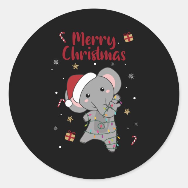 Adesivo Elephant Christmas Snow Winter Animals Elephants (Frente)