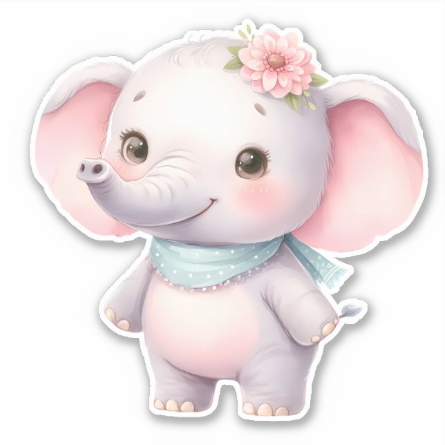 Adesivo Elephant Custom Cut Scrapbooking Sticker (Frente)