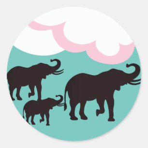 Adesivo Elephant Family Classic Round Sticker