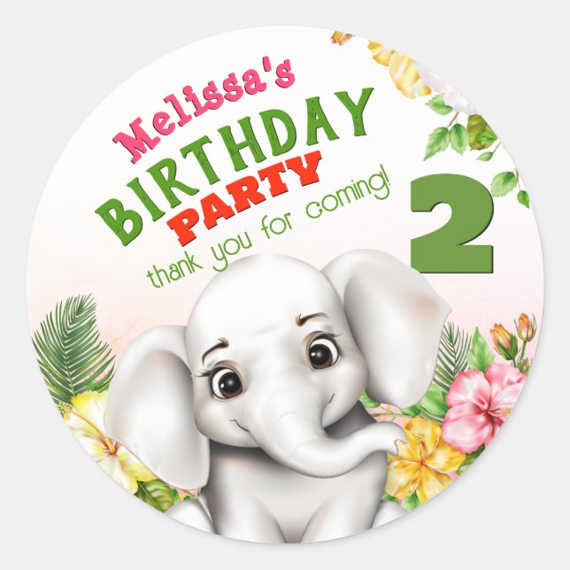 Adesivo Elephant Jungle Safari Birthday (Frente)