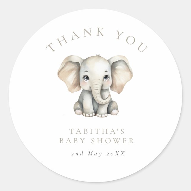 Adesivo Elephant Little Peanut Baby Shower Thank You (Frente)
