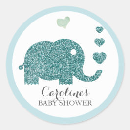 Adesivo Elephant Love Blue Glitter Chá de fraldas Sticker
