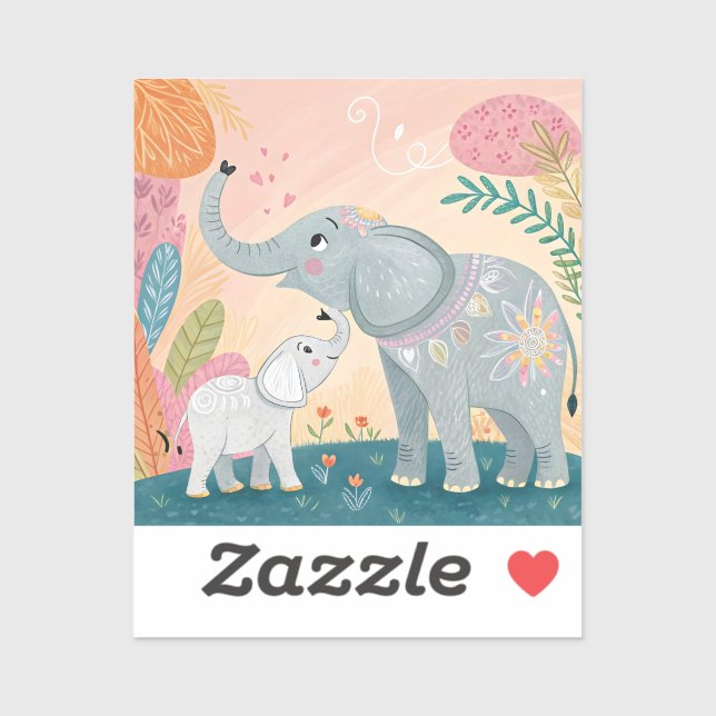 Adesivo Elephant Mom and Baby (Folha)