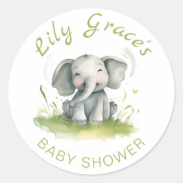 Adesivo Elephant Themed Chá de fraldas Round Sticker