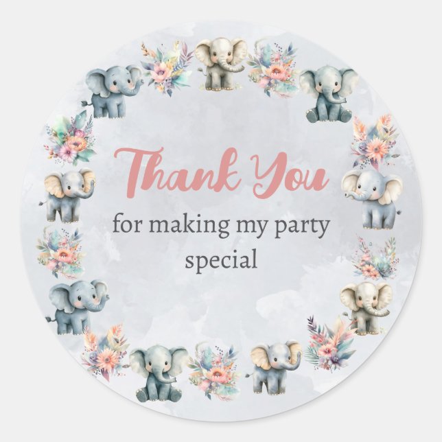 Adesivo Elephants & Boho Jungle Flowers na Cinza Sticker (Frente)