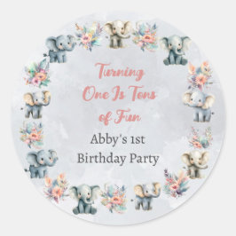 Adesivo Elephants & Boho Jungle Flowers na Cinza Sticker