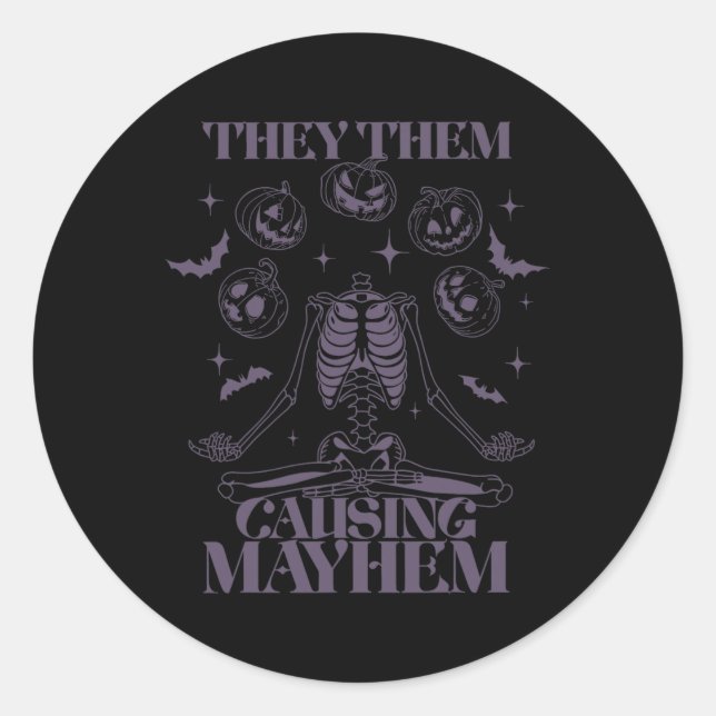 Adesivo Eles Causam Esqueleto De Mayhem Boho Halloween (Frente)