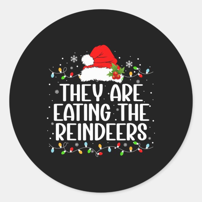 Adesivo Eles estão comendo as renas Camisetas de Natal eng (Frente)