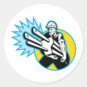 Adesivo Eletricista ou lineman do poder que leva uma