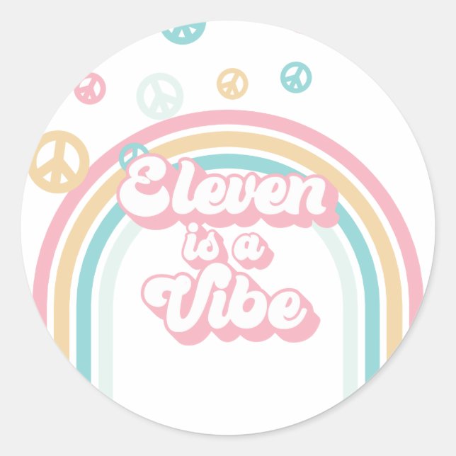 Adesivo Eleven é um Vibe Retro Arco-íris de Verão (Frente)