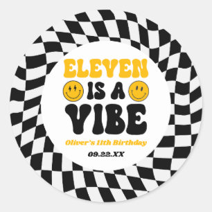 Adesivo Eleven Is A Vibe Retro 11º Festa de Aniversário