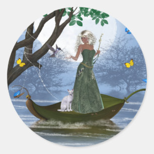 Adesivo Elf com Gato Branco Andando em um Stickers Folha