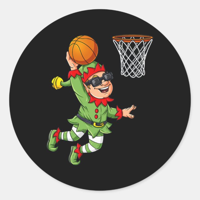 Adesivo Elf De Natal A Dunking A Basball Divertiu Rapazes  (Frente)