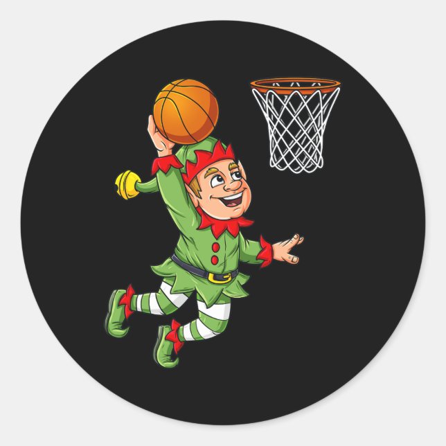 Adesivo Elf De Natal A Dunking A Basball Divertiu Rapazes  (Frente)