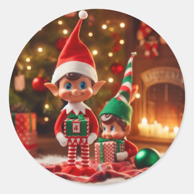 Adesivo Elf de Natal com Imagem AI de presentes (Frente)