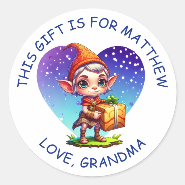Adesivo Elf de Natal Personalizado Bonito (Frente)