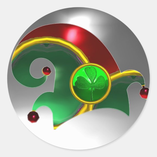 ADESIVO ELF HAT/JOIAS DOURADAS SHAMROCK VERDE E PEDRAS GEM (Frente)