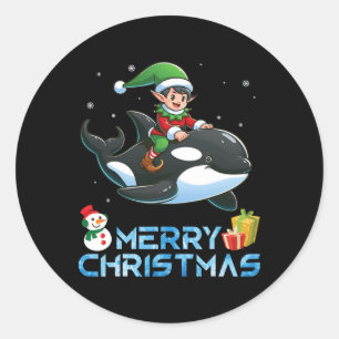 Adesivo Elf Riding Orca Snowman Presente Feliz Natal Da