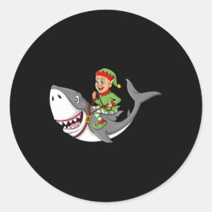Adesivo Elf Riding Shark Christmas Boys Raparigas Kids Xma