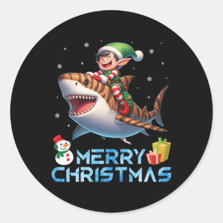 Adesivo Elf Riding Tiger Shark Snowman Feliz Presente Chri