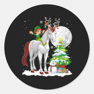 Adesivo Elfo de Natal Montando Rena Cavalo Boneco de Neve