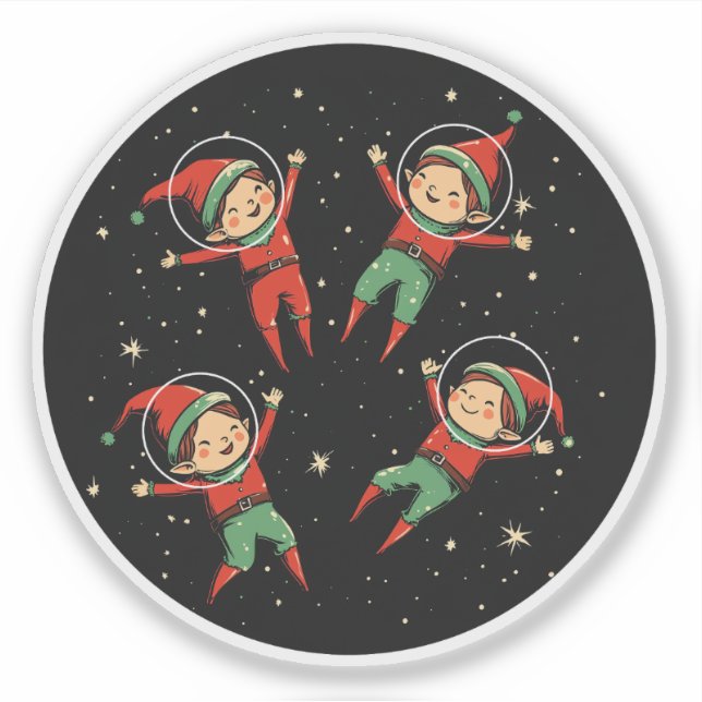 Adesivo Elfos do Natal no Espaço (Frente)