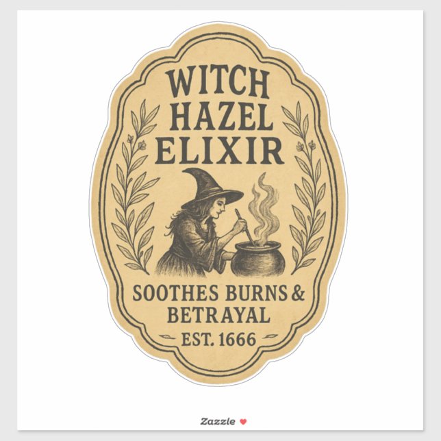 Adesivo Elixir de Hamamélis - Rótulo de Farmácia de Hallow (Folha)