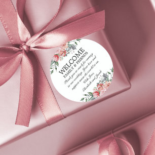 Adesivo Elizabeth Pink Floral Wedding Bag de Boas-Vindas