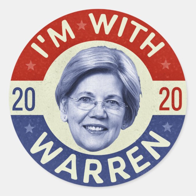 Adesivo Elizabeth Warren Presidente 2020 Democrat Pic Retr (Frente)