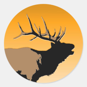Adesivo Elk Bugling em Sunset - Arte original sobre a vida
