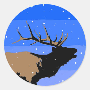 Adesivo Elk Bugling no inverno - Arte original da vida sel