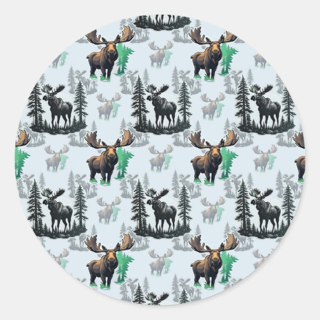 Adesivo Elk Moose Antlers Deer Pattern Design (Frente)