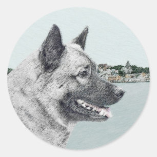 Adesivo Elkhound norueguês na pintura da vila - Arte cani