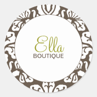 Adesivo Ella Brown Damask Chic Round Sticker