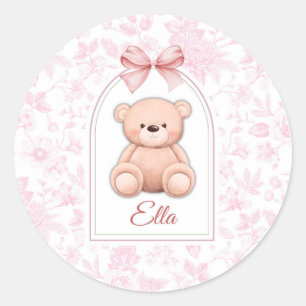Adesivo Ella   Design de Enfermeiro de Urso Rosa Personali