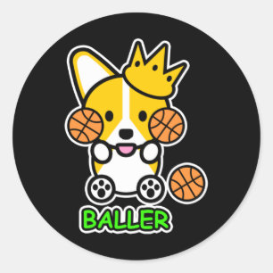 Adesivo Ello Corgi - Jogador de Basquete - Cute Welsh Corg