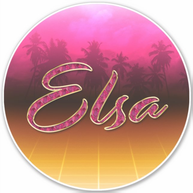 Adesivo Elsa Vorname Name golden pink Aufkleber Sticker (Frente)